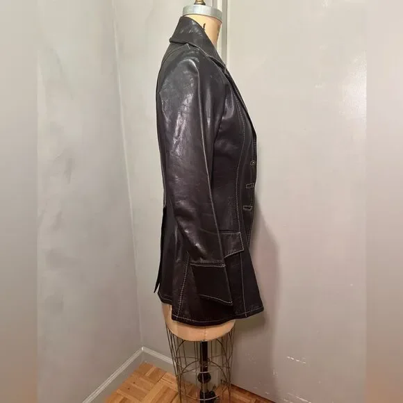 Vintage brown leather jacket - Picture 5 of 7